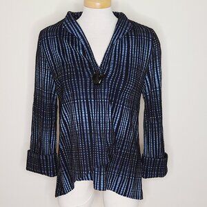 IC By CONNIE K Asymmetrical Black & Blue Textured Jacket